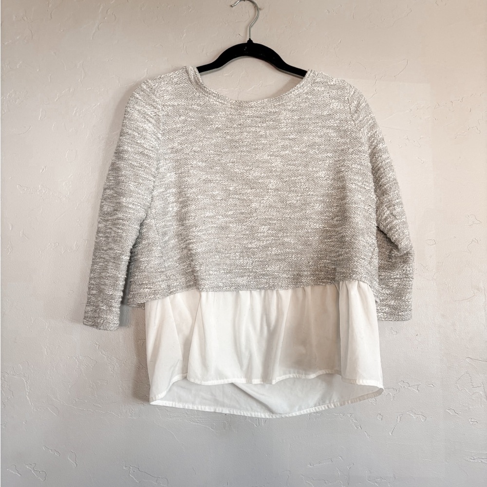 Anthropologie 9-H15 STCL White Ivor & Grey Blouse